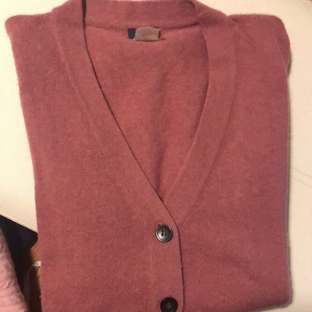 Vintage Jcrew mauve “Dream” material v-neck cardigan, sz small